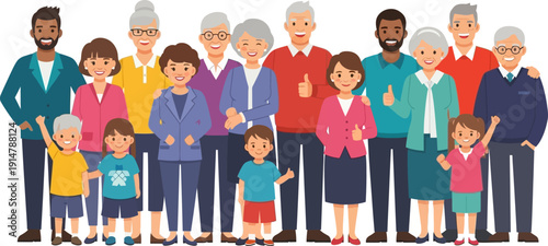 Diverse group of people standing together in a line.