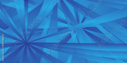 Abstract Blue Geometric Rays Background with Dynamic Light Burst Modern Technology Style Template for Banner Poster Wallpaper Design