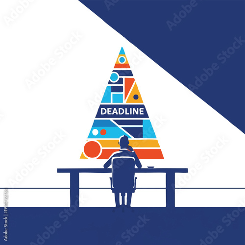 Professional Facing the Abstract Deadline Pyramid: Concept of corporate workload, time pressure, task management, and urgency in modern business.