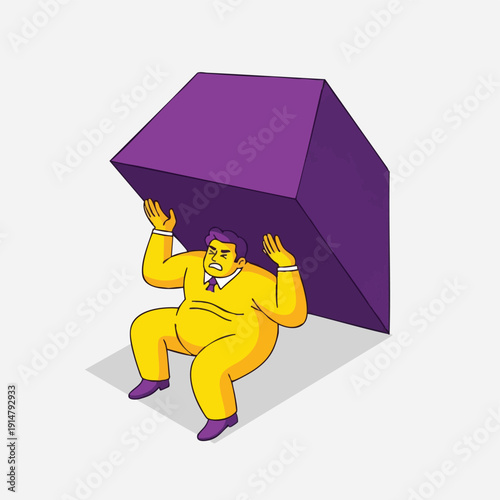 Overwhelmed Businessman Under Heavy Burden | Stress, Debt, and High Workload Pressure Concept Illustration