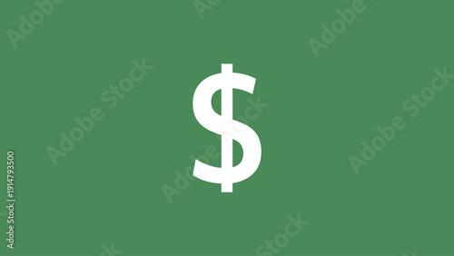Minimalist Dollar Currency Symbol Icon for Financial Banking and Money Management Green Background