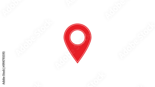 Free Download Minimalist Red Map Pin Icon for GPS Navigation and Geographic Location Logo on White Background - GFXLoad