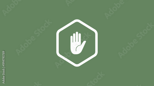Minimalist Hand Shield Icon for Digital Privacy Protection and Data Security Logo Green Background