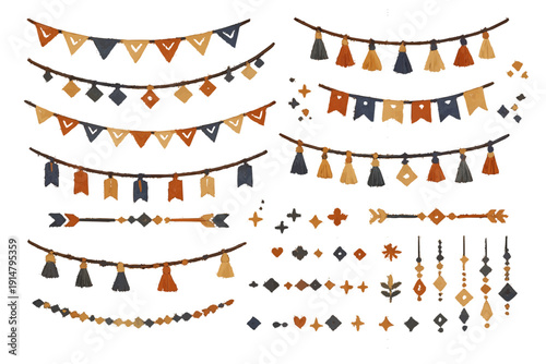 北欧風 ガーランド＆飾りパーツのイラストセット