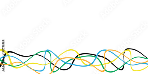 Abstract colorful curly line, vector isolated on white background, sport concept, multicolor striped frame, copy space for your text. concept eps10.