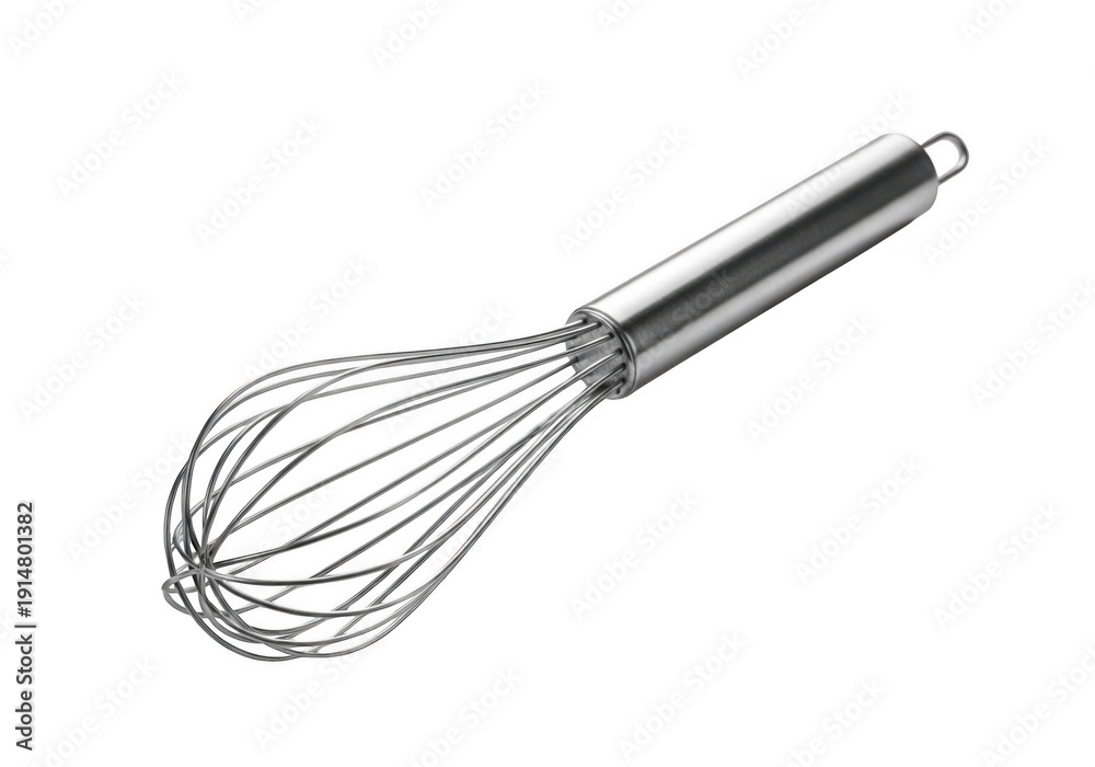 Fototapeta premium Stainless steel whisk isolated on transparent background for kitchen use