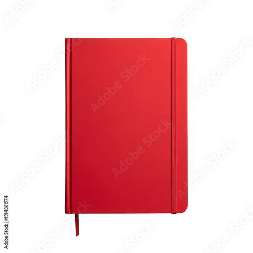 Free Download A vibrant red notebook with a sleek design and a black pen on top isolated on transparent background - GFXLoad