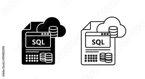 Sql database cloud storage icon set Vector