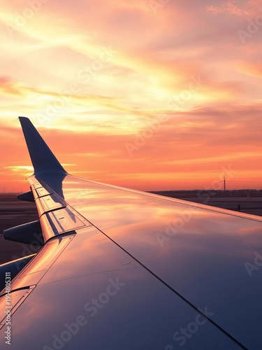 Wallpaper Mural Side profile of a silver commercial airplane with its distinctive wing shape against a vibrant sunset,  commercial,  aircraft Torontodigital.ca