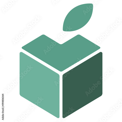 Simple graphical design in a square with a leaf for modern and ecofriendly organization