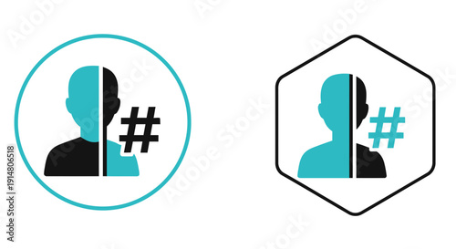 Hashtag Icon Representing Social Media Presence and Online Identity, User Profile Symbol