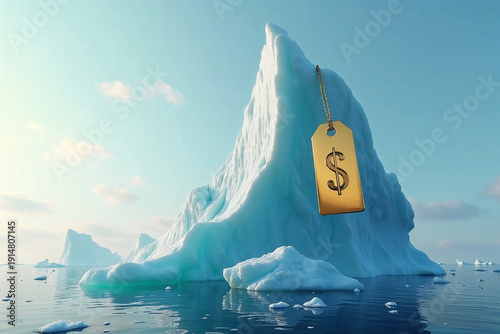 Wallpaper Mural Political Crisis and Territory Acquisition Metaphor with Icebergs and Currency Symbol Torontodigital.ca