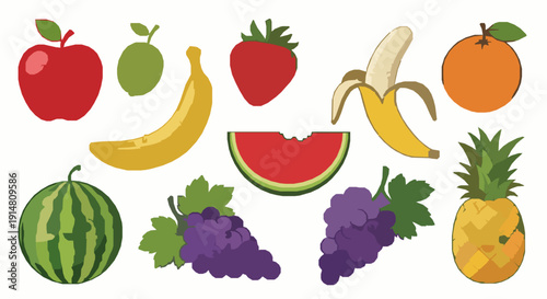 Delightful smiling fruit vector collection with cute cartoon characters for kids