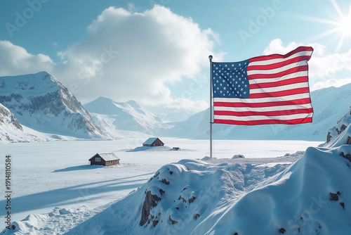 Wallpaper Mural Conceptual Image of US Greenland Crisis with Stars and Stripes in Icy Tundra Torontodigital.ca