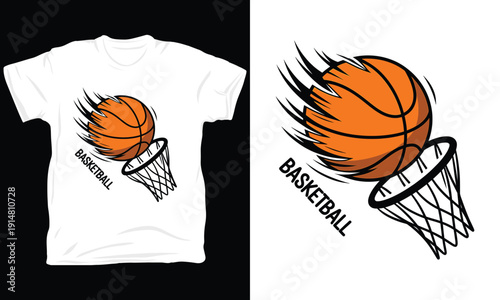 Basketball with Speed Lines Slam Dunk T-shirt Design