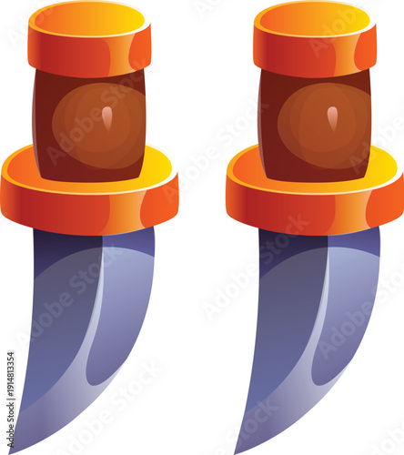 Pirate font or Caribbean corsairs typeface of cartoon type, vector piracy typography. Punctuation sign or quotation mark of marine dagger blade or dirk knife for pirate font or corsair weapon typeface