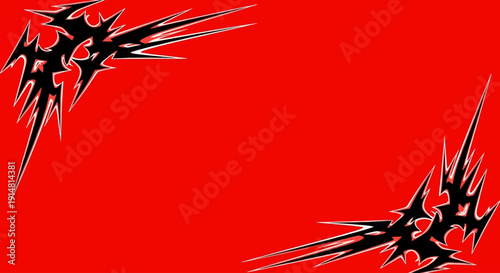 Abstract black graphics move fast across red background