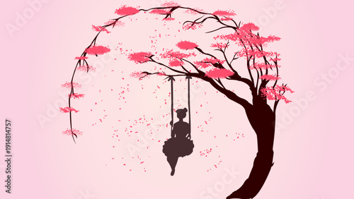Tree Swing Vector Image  
