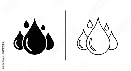 Water droplet icons set, minimalist design, vector illustration, adobe stock Vector