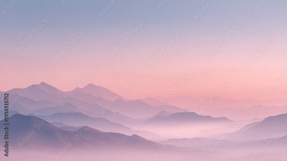 Obraz premium Misty morning light pink purple pastel gradient