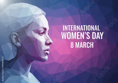 Polygonal woman on international womens day