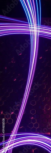 Wallpaper Mural Abstract light streaks weave across a tiled hexagon grid, a top-down celestial ballet,  overhead,  modern Torontodigital.ca