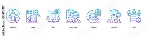 Clinical Research Foundation web banner featuring Research, Data, Trials, Participant, Analysis, Protocol, and Ethics.