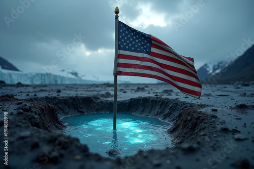 Wallpaper Mural Conceptual Image of Geopolitical Tension in Greenland Featuring US Flag and Molten Earth Torontodigital.ca