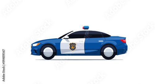 Police Blue Patrol Car Vector Illustration – Law Enforcement Emergency Vehicle Design