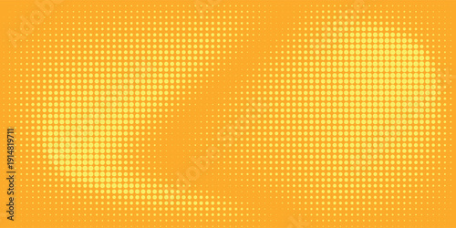 Yellow halftone pattern. Retro comic gradient background. Bright orange pixelated dotted texture overlay.