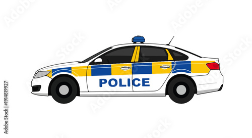 England Cops Patrol Car Vector Illustration – Law Enforcement Emergency Vehicle Design