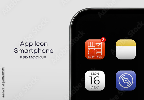 Smartphone App Icon Mockup PSD
