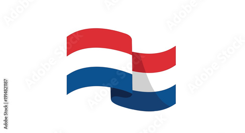 Dutch flag waving isolated on transparent background, vector illustration