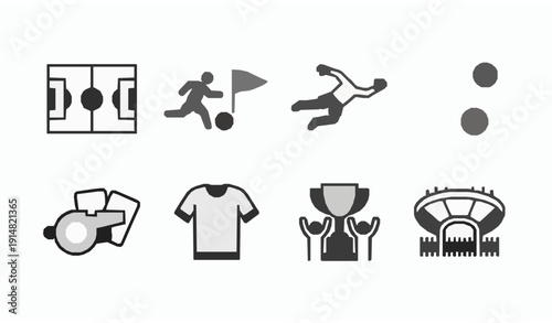 Soccer and Football Infographic Icon Set with Editable Outline Symbols for Match and Event Graphics
