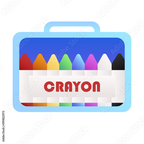 School crayon box flat icon