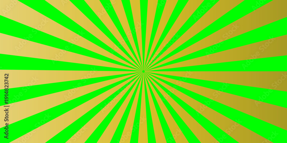 Obraz premium Vintage retro sunburst background with radial green and orange stripes featuring a grunge texture and summer sunrise rays in a vector illustration wallpaper design
