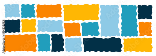 Wavy organic frame with irregular edges playful vector illustration set. Hand-drawn abstract border for text. Playful vector shape with curvy lines. Perfect for banners, labels, and creative designs.