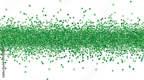 Green Particles Floating Horizontally on White Background