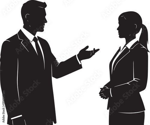 Business Conversation Silhouettes – Professional Discussion Between Colleagues