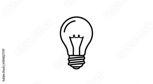 Black and White Outline of a Classic Incandescent Light Bulb