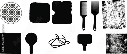 Printing Rollers and Texture Samples Icons Vector