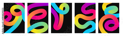 Five abstract vertical wave shapes with a liquid gradient on a dark background. A modern, colorful design for stories or social media backgrounds.