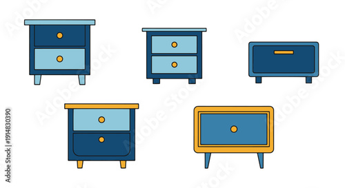 Nightstand Line art creative color filled design soft minimal tone illustration