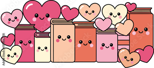 Cute Kawaii Style Illustration of a Book with Smiling Face - Adorable Reading Character Design .Vector illustration