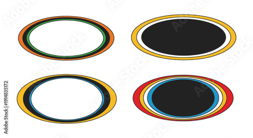 Oval Frame Line art abstract colorful illustration