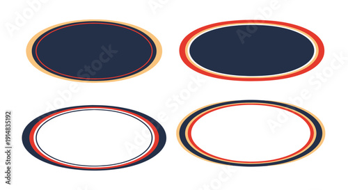 Oval Frame Line art creative modern color illustration