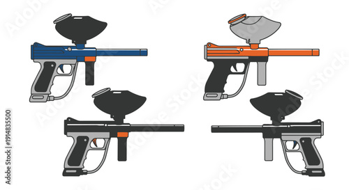 Paintball Gun Line colorful design illustration