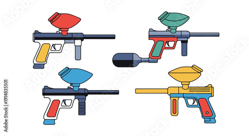 Paintball Gun Line bright abstract color vector