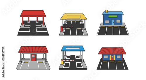 Parking Lot Line art creative shape color illustration