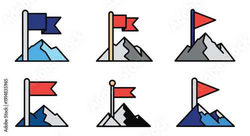 Peak Flag Line art soft tone color illustration